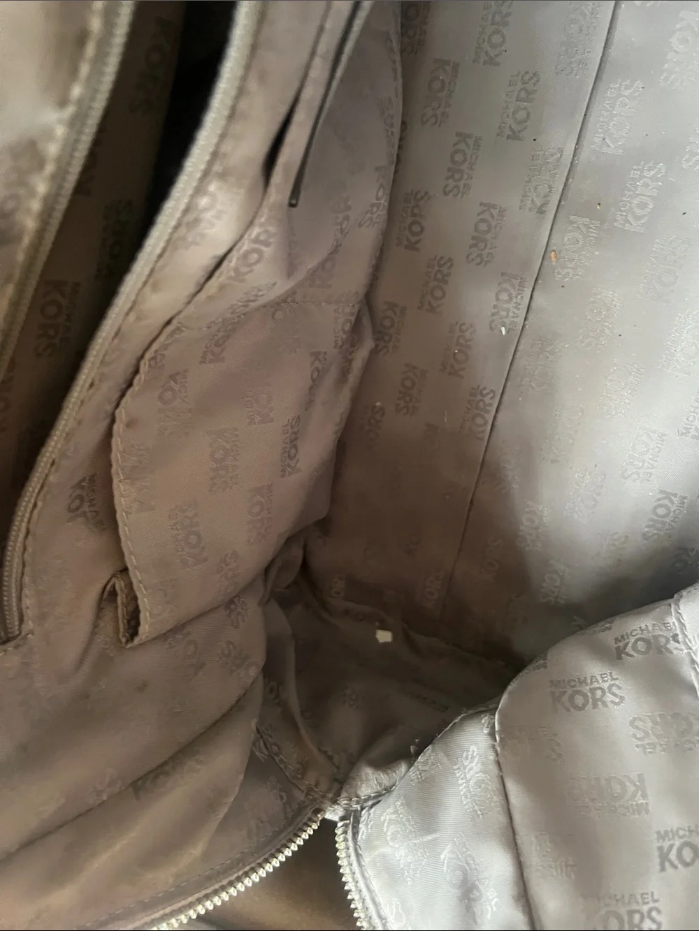 Michael Kors Light Gray Saffiano Dome Satchel